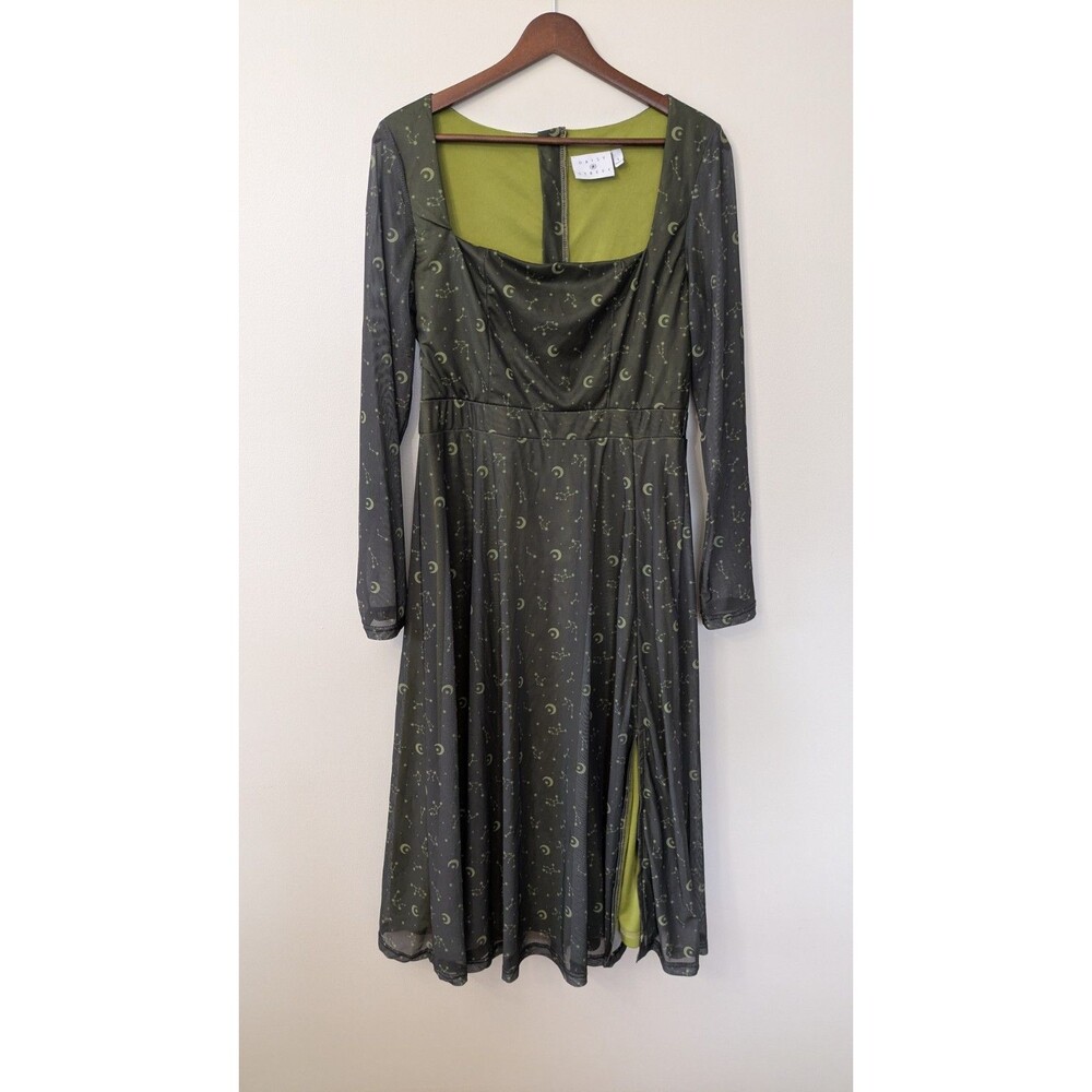 Daisy Street Constellation Dress L Witchy Whimsigoth Halloween Sheer Midi Slit